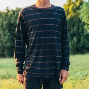 Afends Striped Long Sleeve Tee Black/Brown